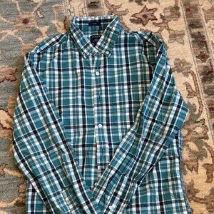 J. Crew Men's slim Casual Plaid Shirt - Green, White, and Pink